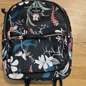 Kate Spade Black and Pink Floral Backpack with Bold Design